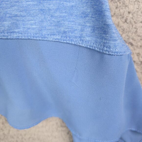 Ali Miles Womens Tunic M Blue Embroidered Ribbon Silver Stud Hem Soft Knit - Picture 5 of 9